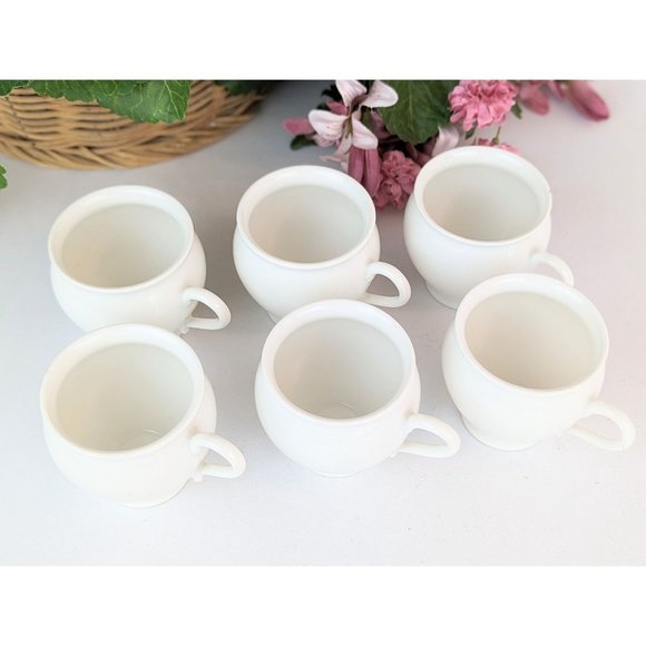 Set of 6 White Porcelain Espresso Cups Vintage White Porcelain Hospitality Set - Picture 2 of 9